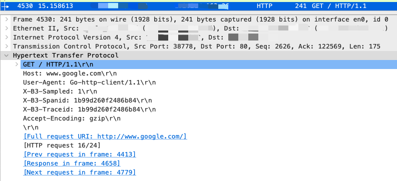 图 4:Wireshark 中的 HTTP Header 视图。